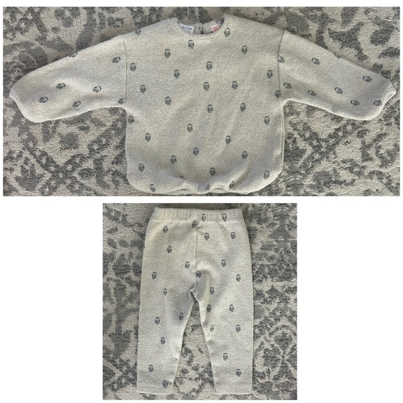 ZARA Baby Soft Touch Sweatshirt & Matching Pants Set- Owl/ Size 6-9M - Picture 1 of 5